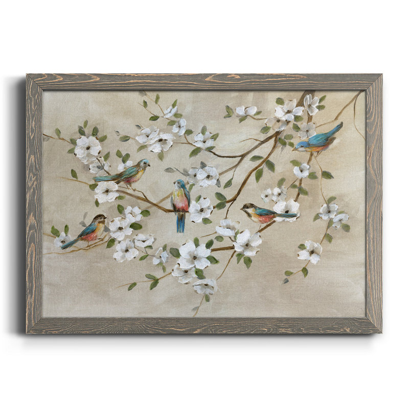 Birds of a Feather - Peinture sur toile encadrée, H 37,5 po x l 27,5 po x P 1,5 po, Gris