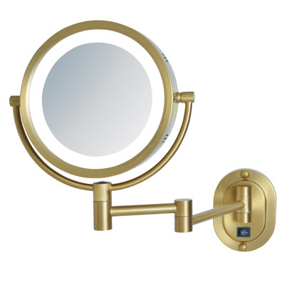 Guyapi 8" Lighted Wall Mount Magnified Makeup Mirror, Direct Wire