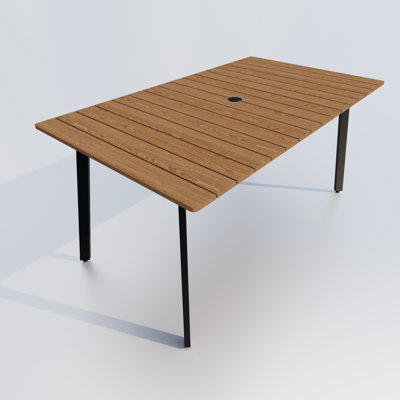 Rectangular Outdoor Dining Table With Umbrella Hole For Patio