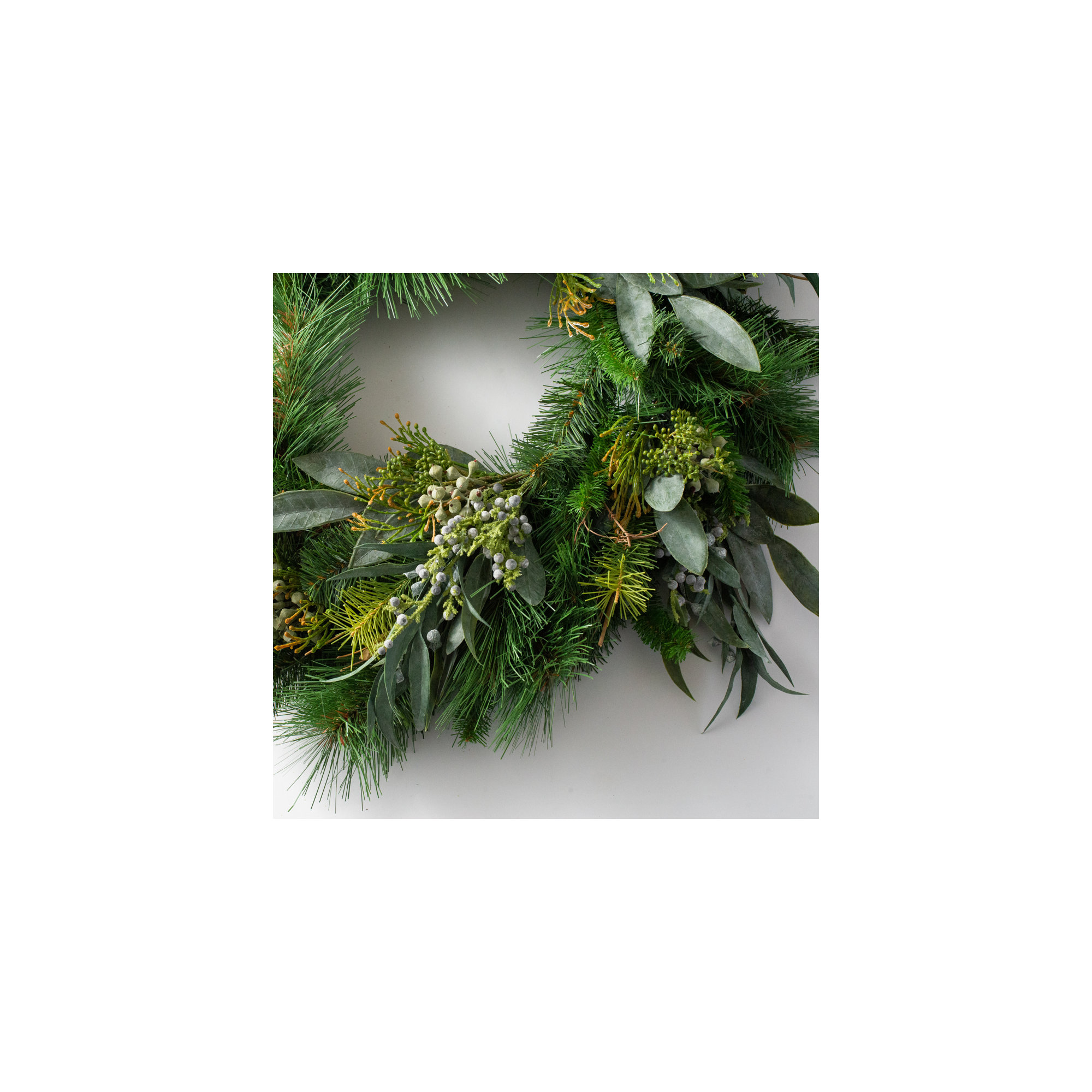 Faux Eucalyptus Silk Wreath, 30" H x 30" W x 6" D