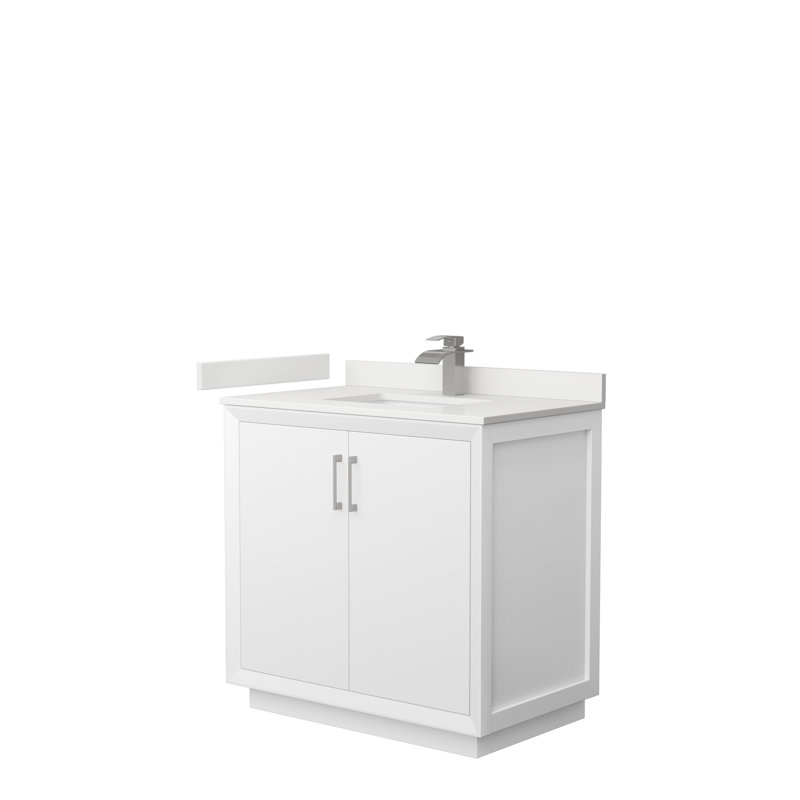 Strada 36'' W Single Vanity, WDX13300, White, Satin Bronze