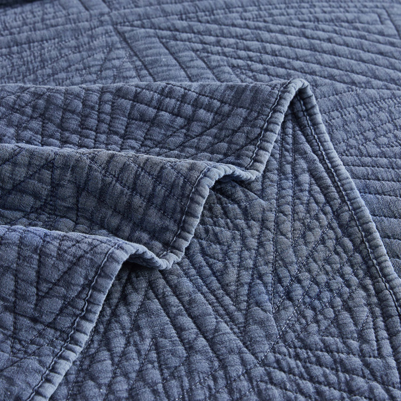 Ensemble de courtepointe Triangles, Grand lit, Bleu marine