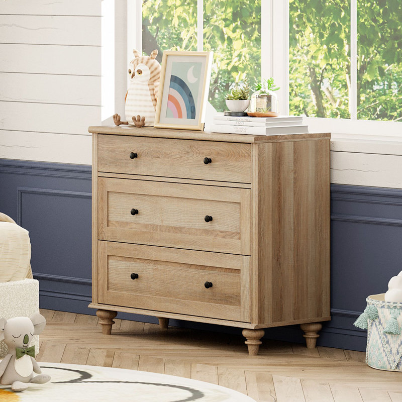 Ariv Kids Dressers With Wide Chest Of Drawers, Baby Dresser For Bedroom With 3 Drawers, Small Dressers For Nursery, Hallway, Living Room, Rustic White