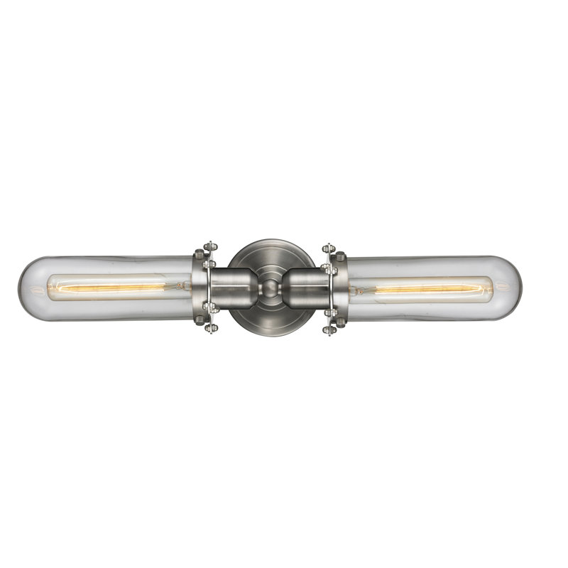 Éclairage pour meuble-lavabo 2 lumières Mikell, Nickel satiné brossé, Transparent