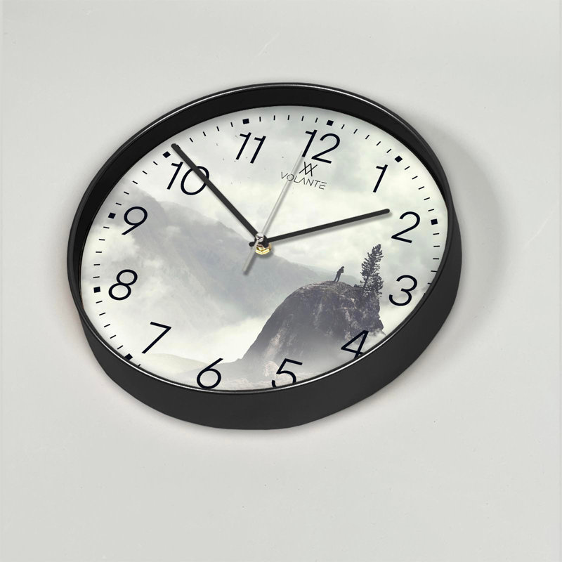 Cobleskill Elegant Decorative Wall Clock, 12 in Diameter, 1.8 in Thick | 100% Plastic Frame, Real Glass Cover | Perfect for Home Décor, Living Room, and Office | Stylish Timepiece with Modern Design
