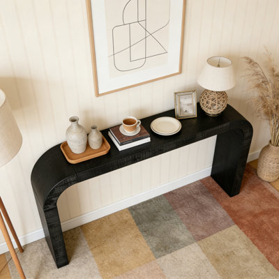 Console en bois 52 po avec rebord courbé