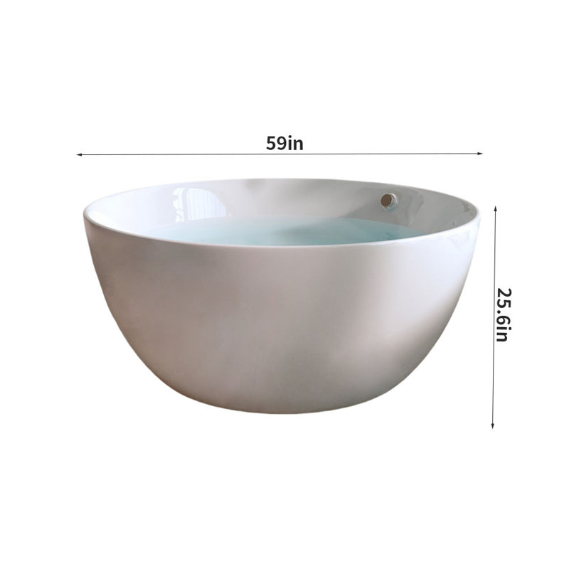 59'' W 25.6'' H Tub & Shower Kit, White