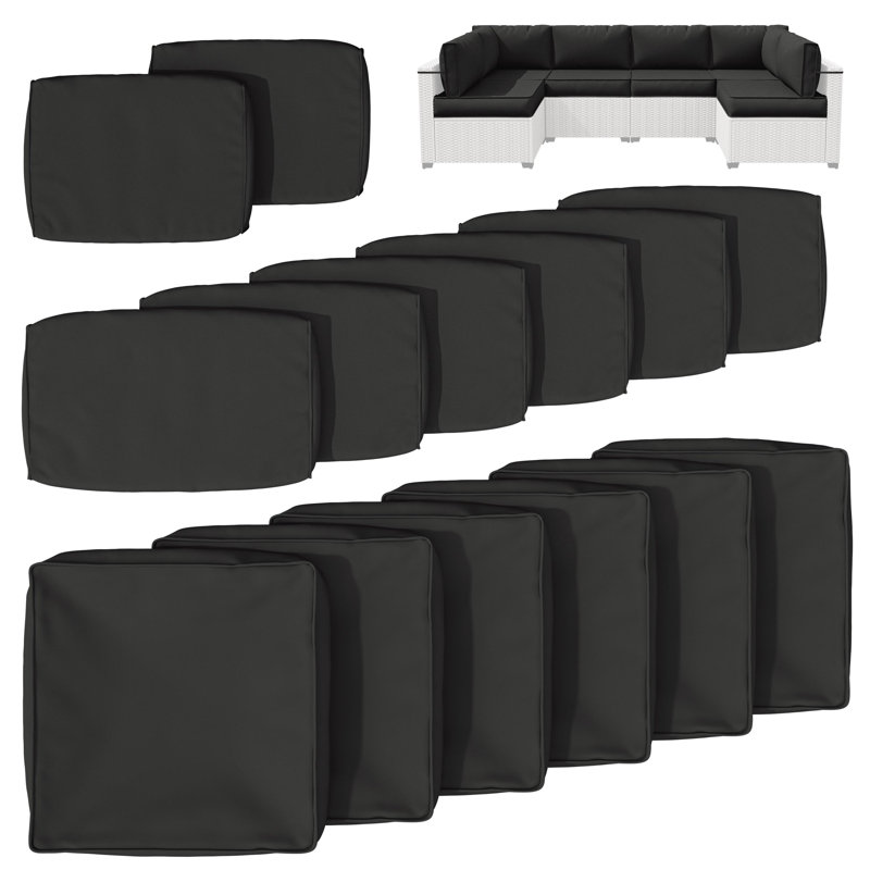 14-Piece Outdoor Seating Group Cushion Cover, Only Covers, Black