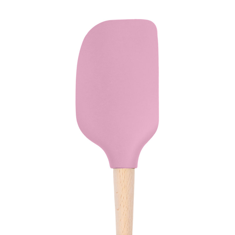 Spatule en silicone Tovolo Flex-Core avec poignée en bois naturel pour la cuisson et la cuisson, sorbet rose