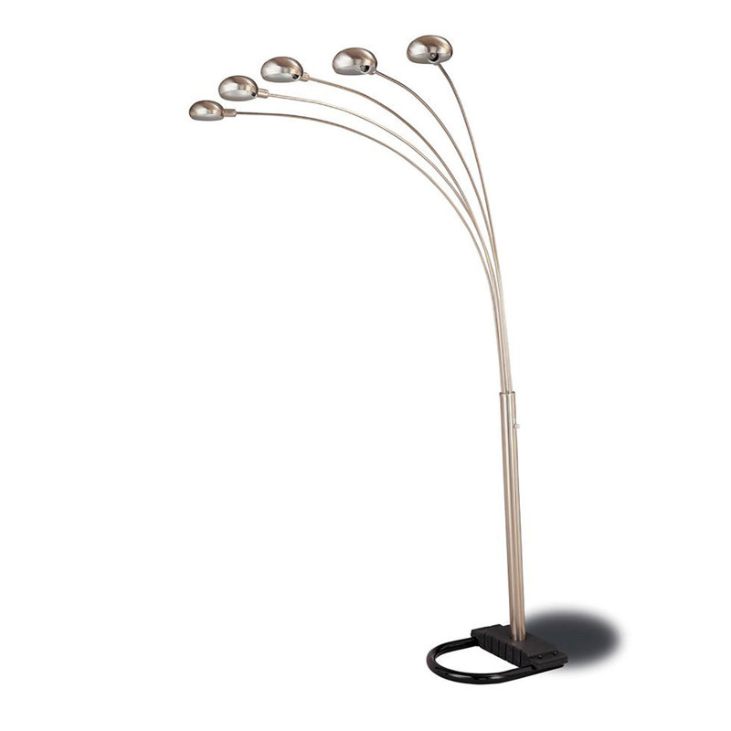 Lampe sur pied avec abat-jour courbé, Argent argent
