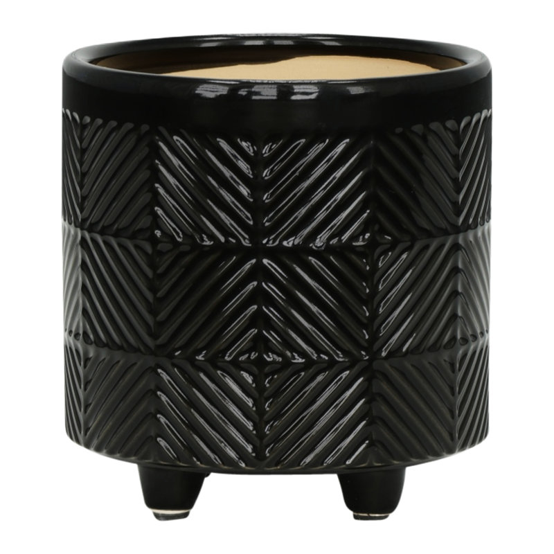 Jardinières en céramique noire texturée 6/8 po, brillantes, pour le magasin de fleurs et le toit du Nouvel An brillant moderne