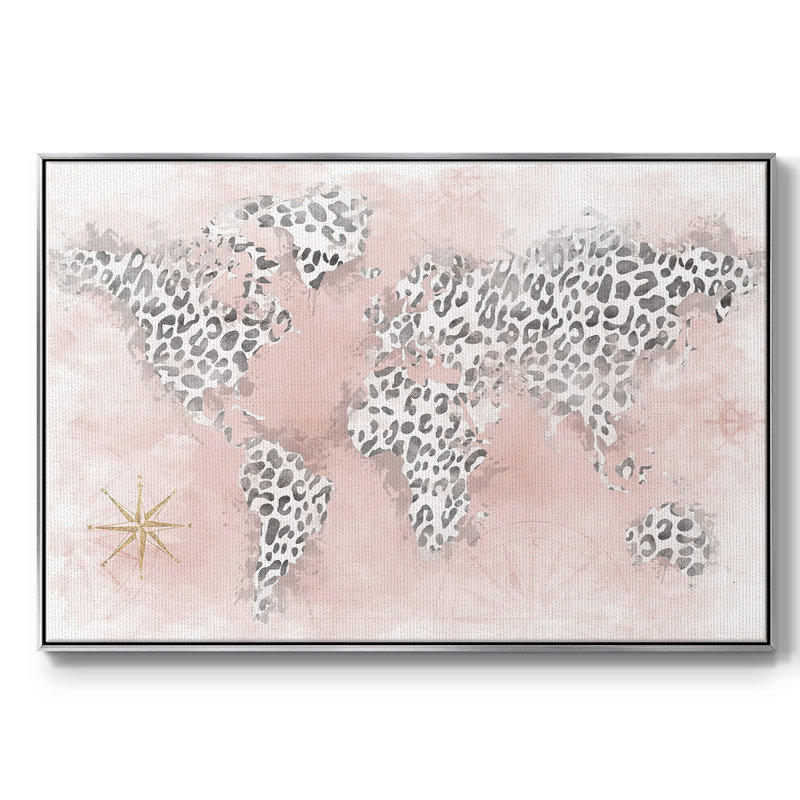 Carte de guépard rose sur toile, H 17 po x l 25 po x P 2 po, Argent