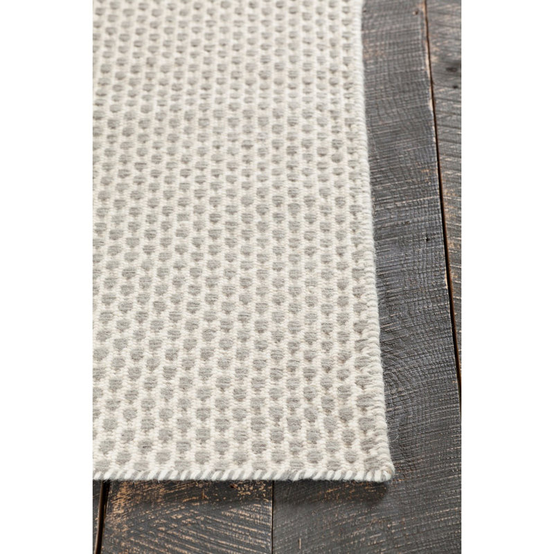 Tapis gris / blanc tissé à la main Carnes, Rectangle 7 pi 9 po x 10 pi 6 po