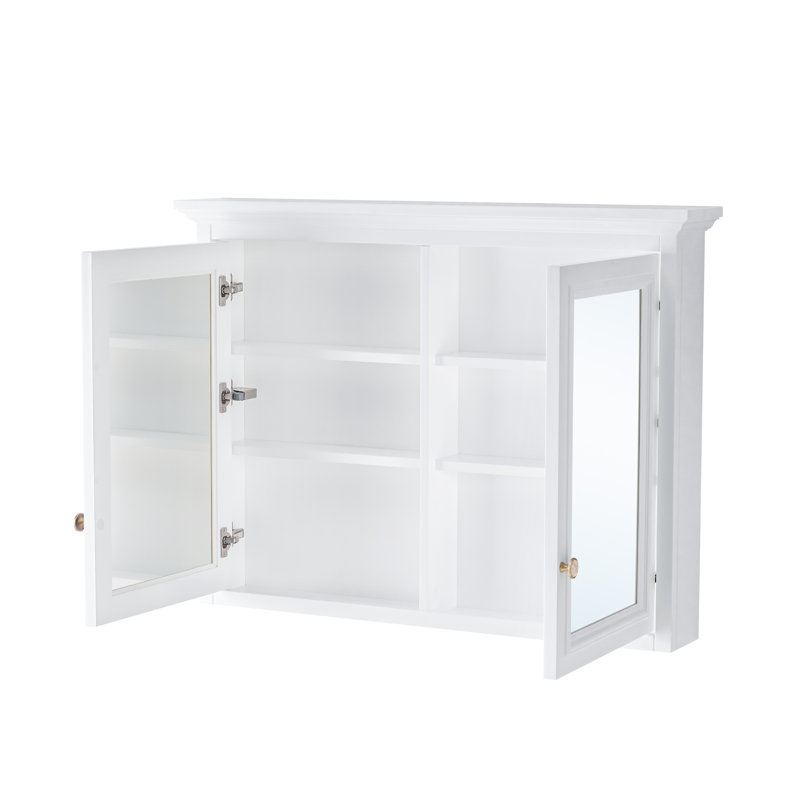 Armoire à pharmacie avec cadre en bois massif avec miroir et tablettes en bois l 40 po x H 30 po, Coulissante double