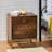 Contemporary Iron Frame Night Stand With Mango Wood Storage 3 And Gold Fish Scale Design