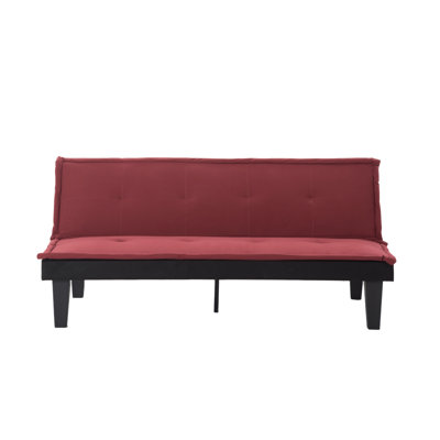 Convertible Futon Sofa Bed, 5 Adjustable Position Faux Suede 2 in 1 Foldable Couch for Small Space Living Room Bedroom (Dark Red)