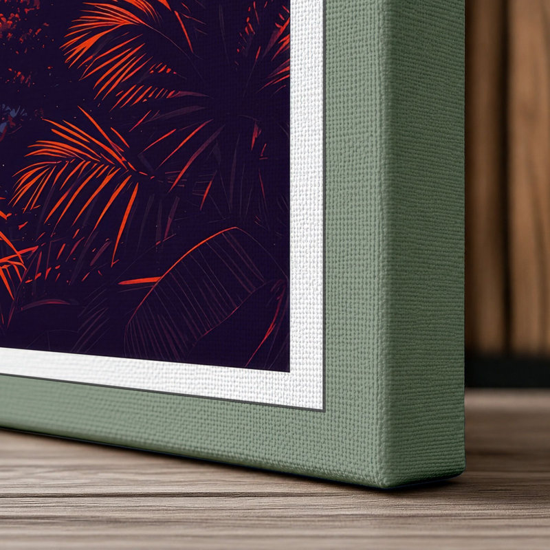 Sunset Tropical - Wrapped Canvas, 24x16 - 61.0 x 40.6 cm, Sage Border