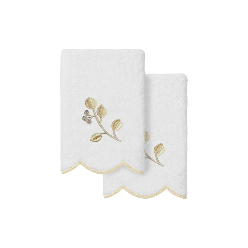  Ensemble de serviettes 100% coton turc WILD BRANCH 2PC, Blanc / beige, Serviette de bain - paquet de 2