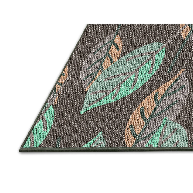 Tapis bleu turquoise/gris à motifs, Rectangle 3 pi x 5 pi