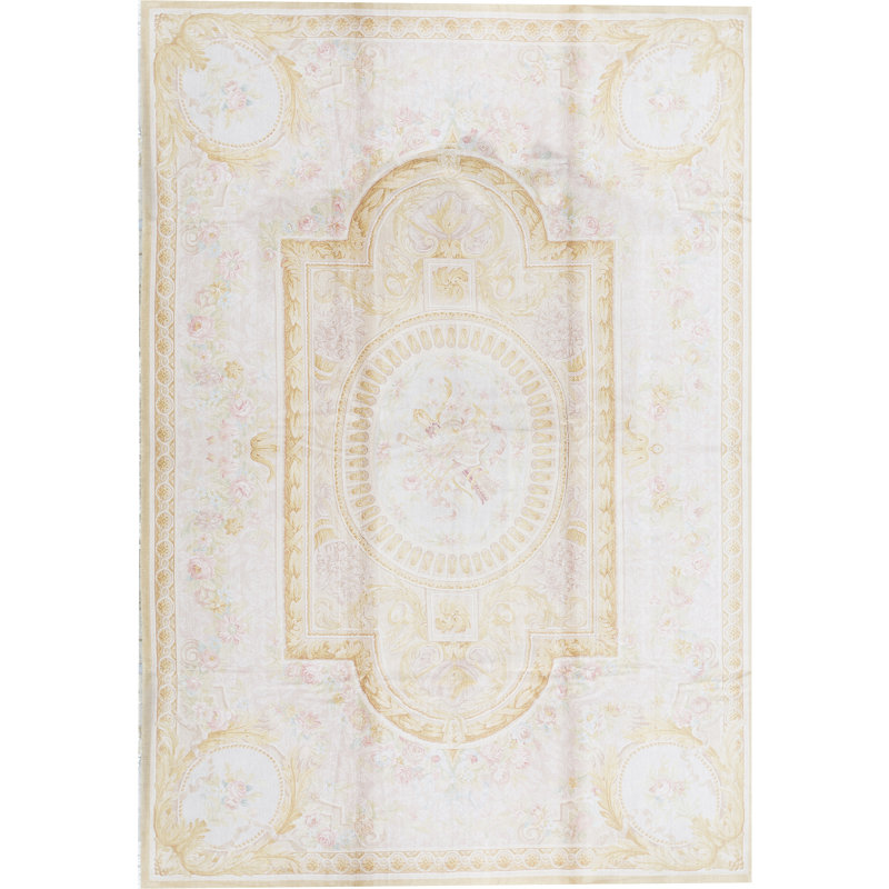 Hand-Knotted High-Quality Beige and Gold Area Rug