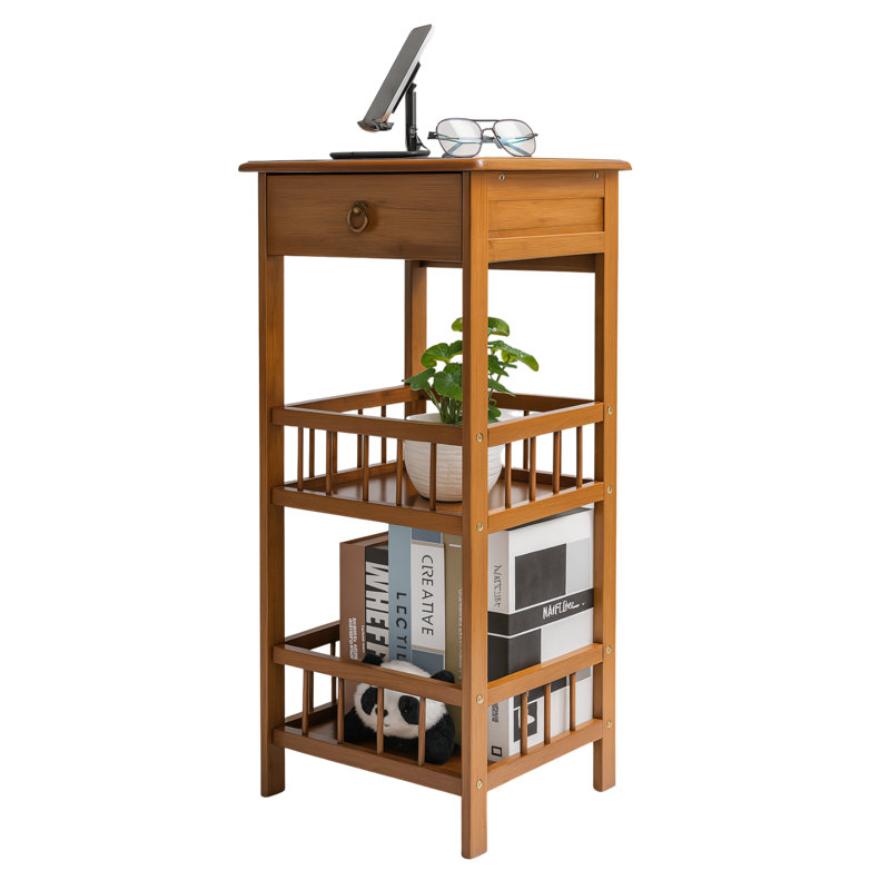 Rosalez Wooden 2 Tier / 3 Tier Tall Side Table, End. Table, Living Room Home Furniture, 78"H x 30"W