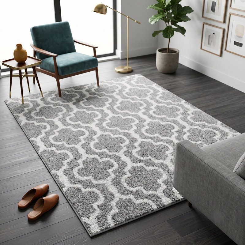 Alkire Performance Gray/Off White Rug, Rectangle 3'3" x 4'11"