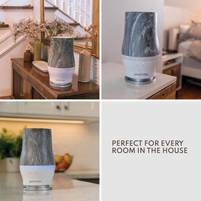 Diffuseur d'huile sans eau Smart Aromathérapie avec fonction WiFi et application - Pas d'eau, pas de dégâts (gris marbre)