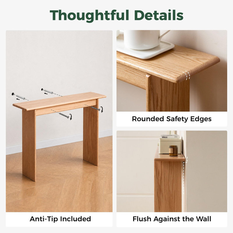Solid Wood Console Table for Entryway, Natural
