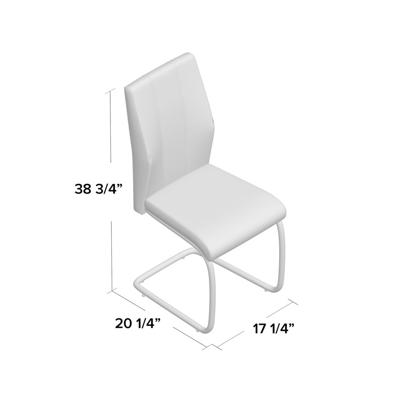 Carvalho Dining Chair, Side, Upholstered, Kitchen, Dining Room, Medium Gray, Chrome