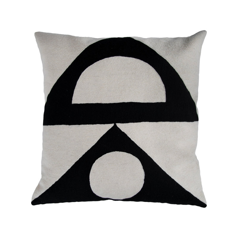 Zaza Wool Square Pillow Cover, Black/White