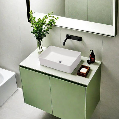 Lavabo de salle de bain rectangulaire en céramique 14 po APRESSHUI