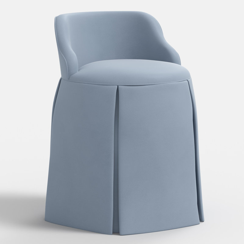 Chaise de coiffeuse à jupe, Velours océan