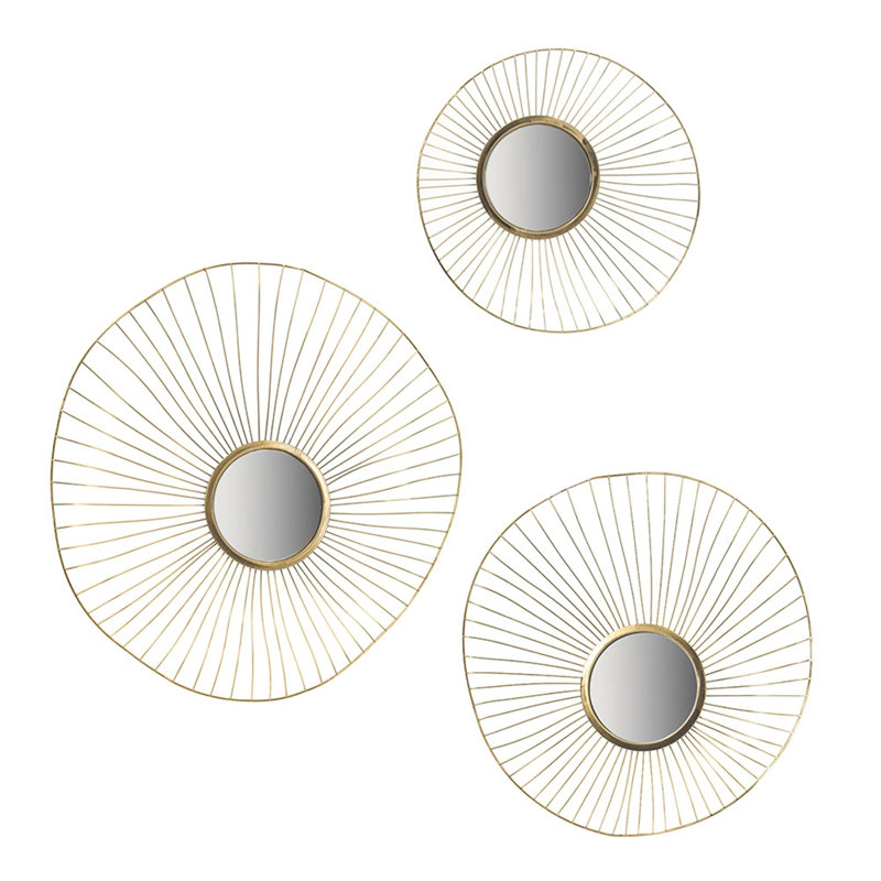 Set Of 3 Abstract Designed Wall Decor Mirror