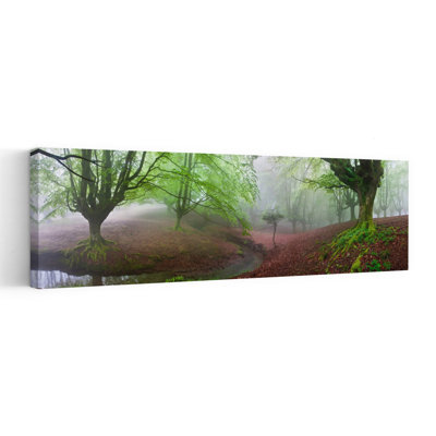 Misty Green Forest Stream Ethereal Peaceful Serene Moss Autumn Forest Wall Art