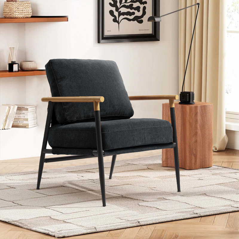 Dajauna 68.8 Cm Wide Armchair, Black Chenille