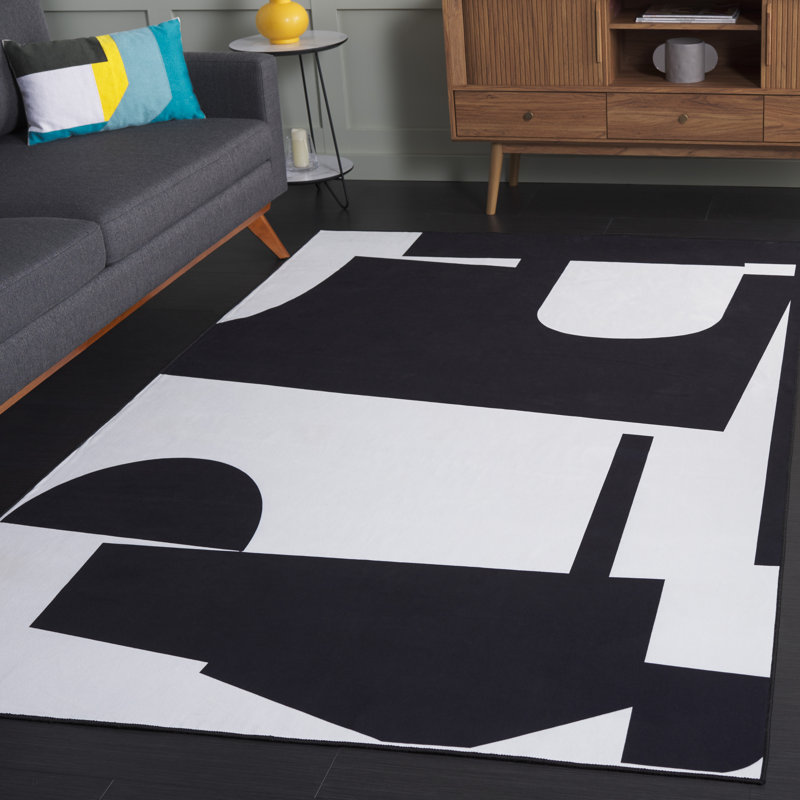 Tapis noir / ivoire Joal 822, Rond 6 pi