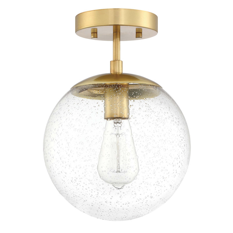 Luminaire suspendu sphère 1 lumière Vazken, Or satiné