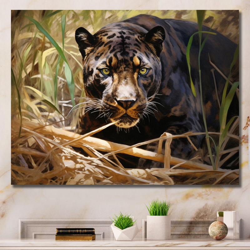 «Black Panther Into The Wild» sur toile, 34" H x 44" W, Black Picture Framed