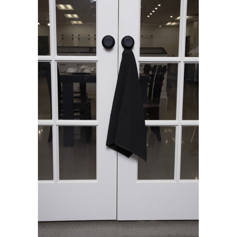 Ritz Cotton Waffle Tea Towel Kitchen Towel, Black