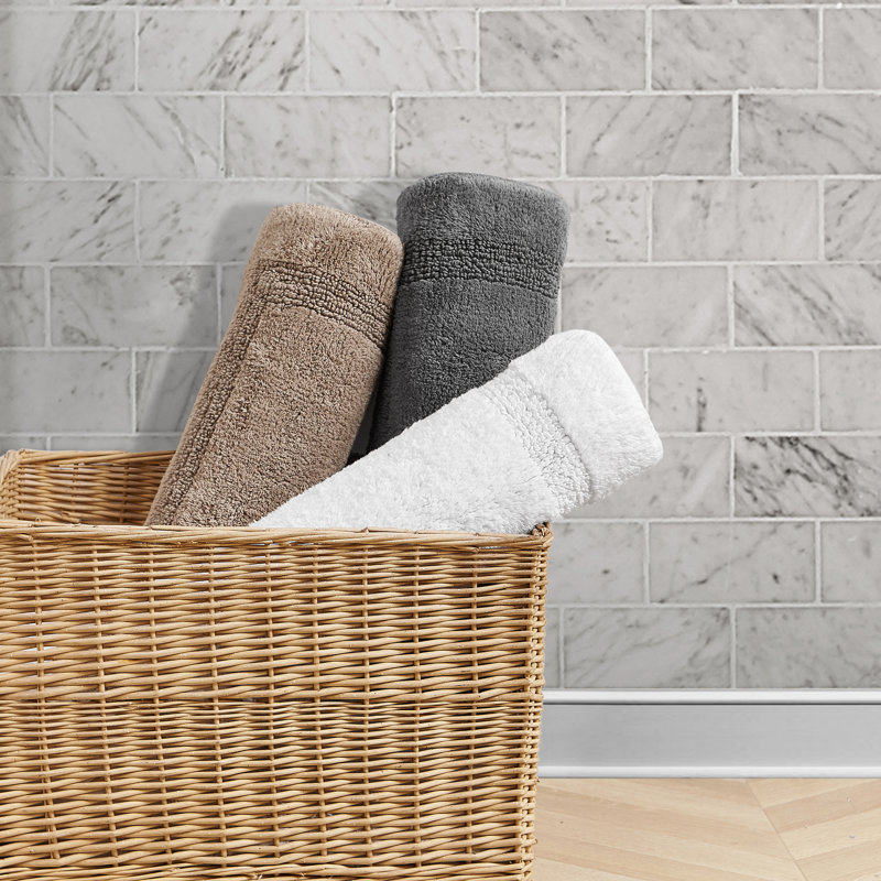 Nautica Peniston Solid Cotton Bath Rug Runner, White, 60"L x 22"W 