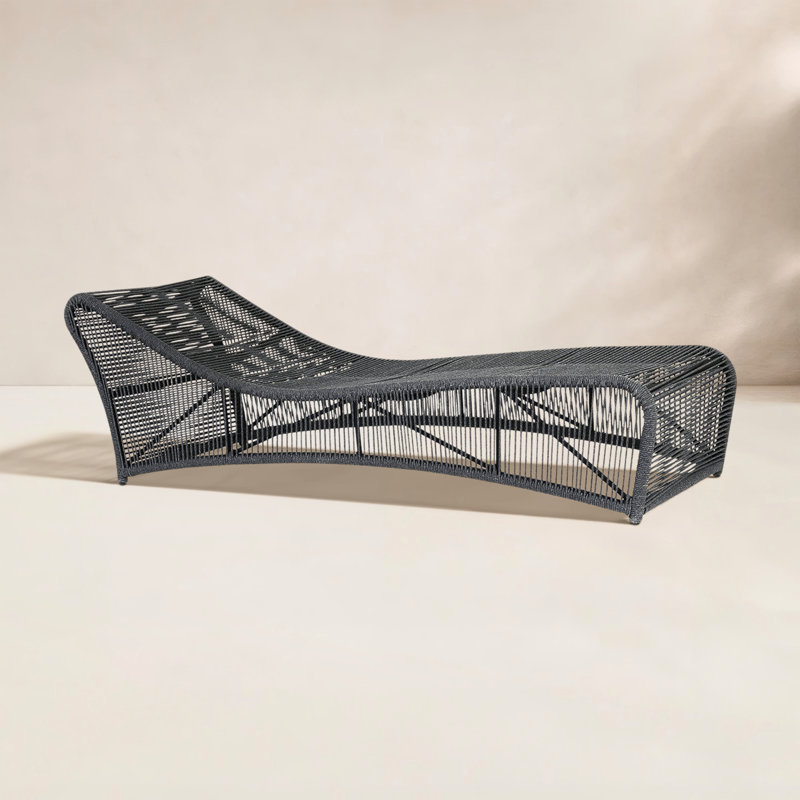 Renfri Outdoor Olefin Rope Chaise Lounge, Black