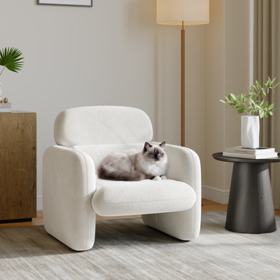 Fauteuil d'appoint rembourré Modern, fauteuil de lecture à structure en bois massif avec siège rembourré ergonomique, fauteuil Mid-Century