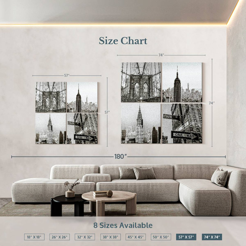 Sireci Iconic New York Sceneries, 74" H x 74" W