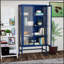 Armoire de rangement à double porte vitrée avec tablettes réglables Fioranna-1214509245