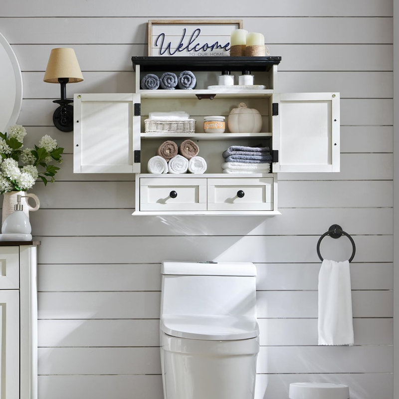 Bathroom Cabinet, White/Black