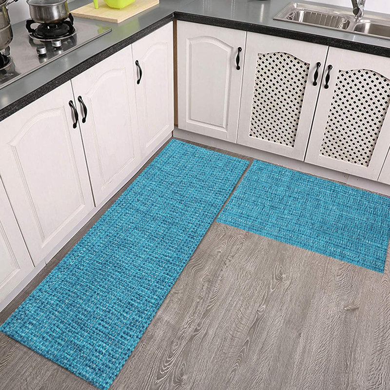 Labannah Non-Skid Kitchen Mat, Blue