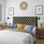 Tufted Upholstered Queen Size Bed Headboard In Modern Button Design, Adjustable Solid Wood Head Board, Solid Wood Head Board With Durable Metal Legs In Bedroom-411862983