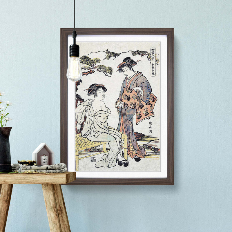 Dressing a Lady by Torii Kiyonaga - Picture Frame Painting Print, 65cm H x 48cm W x 2cm D, Walnut Framed