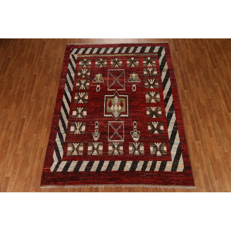 One-of-a-Kind Rectangle 7'4'' X 9'8'' New Age Wool Area Rug in Red