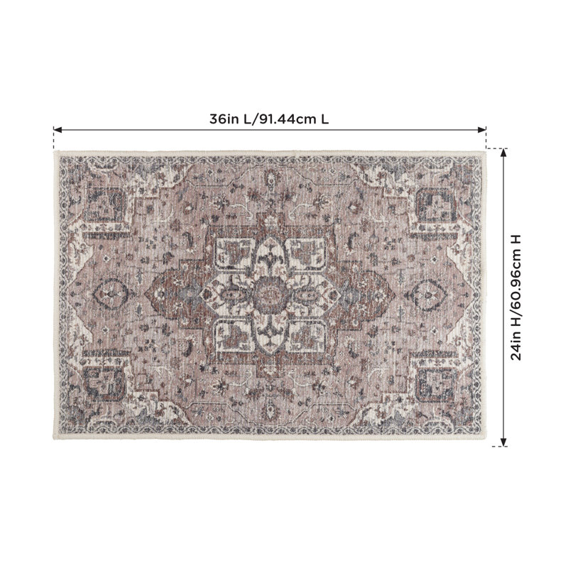 Tapis 24 po x 36 po, lavable à la machine, envers antidérapant, intérieur / extérieur - Médaillon grès, Médaillon en grès